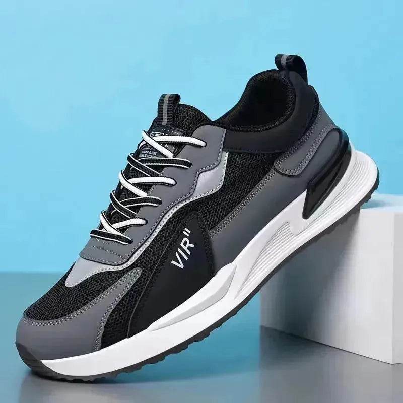 Men's Color Block Mesh Shoes Fashion Casual Lace-up Sneakers Outdoor Breathable Running Sports Shoes - Velora