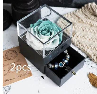 Eternal Flower Rose Jewelry Box for Birthday Presents Valentines Day Wedding Gift Box - Velora