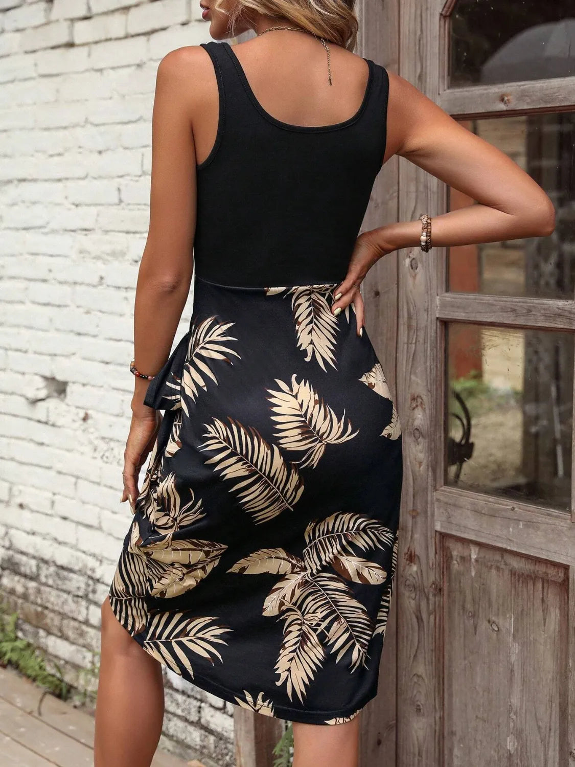 Printed Wide Strap Tank Dress - Velora