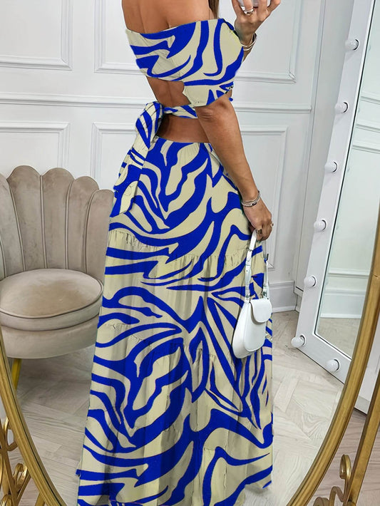 Off Shoulder Summer Maxi Dress Hollow out Cute Flowy dress - Velora