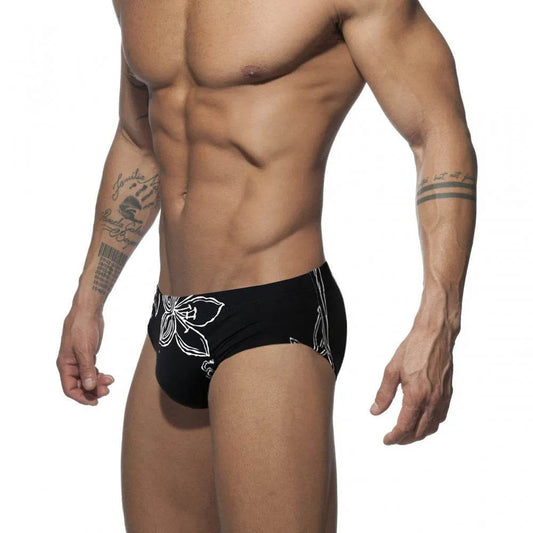Simple Floral Printed Men's Underwear Swimming Trunks Briefs - Velora