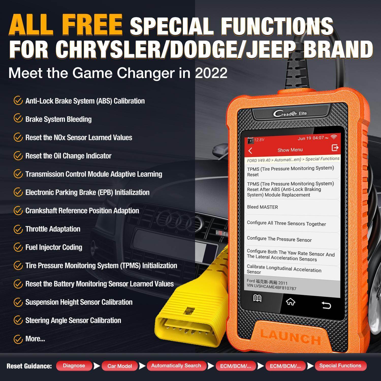 US EU Warehouse Launches CRE Full System Diagnostic Tool For Chrysler And OBD2 Code Reader Car Scanner For JEEP And DODGE - Velora