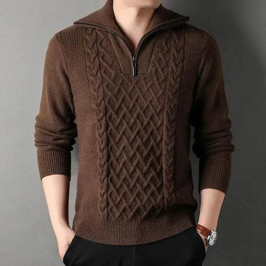 Men's Winter Fashion Half Zip Slim fit Knitted Woolen Pullover Sweater