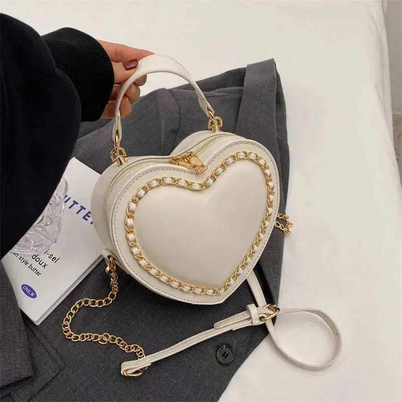 Women's Fashion Casual Heart Shaped Chain Shoulder Messenger Crossbody Bag - Velora