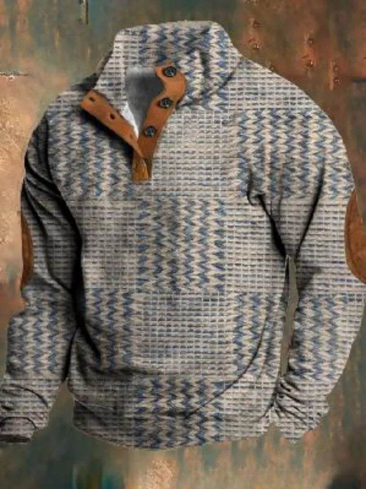 Half button Sweatshirt Men's Winter 3d Digital Printing Pullover Crew neck - Velora