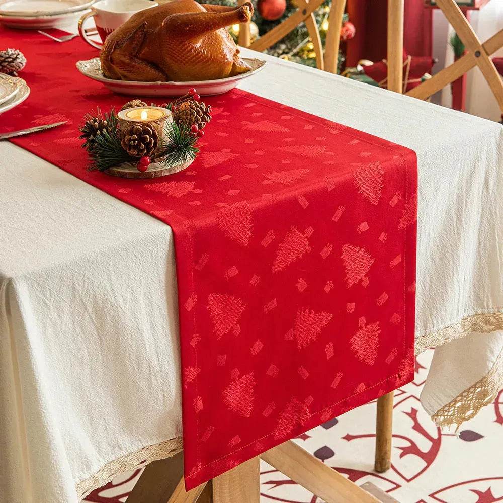 Christmas Table Runner Dark Jacquard Dining Table - Velora