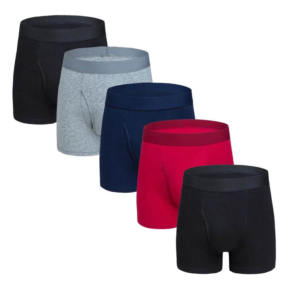 Large Size Men's Cotton Boxer Briefs with pouch Underwear - Velora