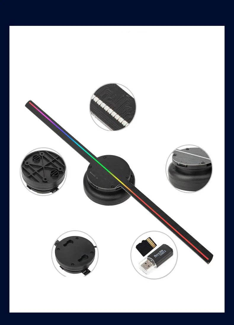 Led Luminous Sign Light Holographic Projector Diy Fan Screen Video Picture 3d Holographic Light Holiday Decoration - Velora