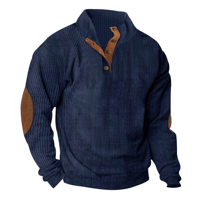 Corduroy Casual Stand Collar Long-sleeved Sweater men - Velora