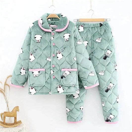 Plus Velvet Coral Winter Outfit Can Be Worn Outside Winter and Autumn pajamas and Sleepwear Loungewear - Velora