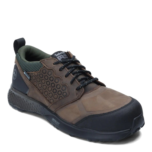 Timberland PRO Mens Reaxion Composite Safety Toe Waterproof Industrial Hiker Work Shoe Brown/Green 7 Wide
