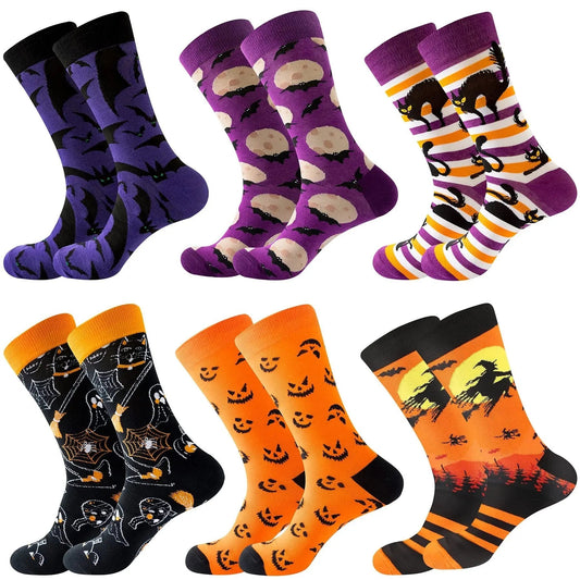 6 Pairs Halloween Christmas Socks For Men Women Girls Funny Xmas Socks Santa Claus Elk Cotton Sock Set-Cannot Be Listed On Amazon Platform - Velora