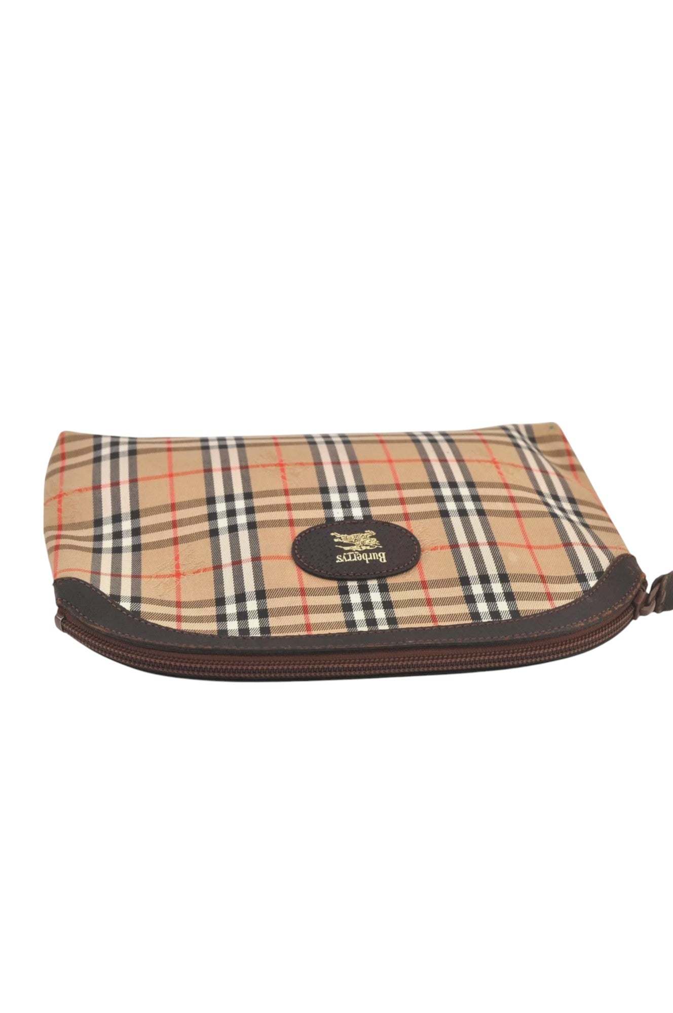 Authentic Burberrys Nova Check Clutch Hand Bag Patter Canvas Leather Beige 5510L - Velora