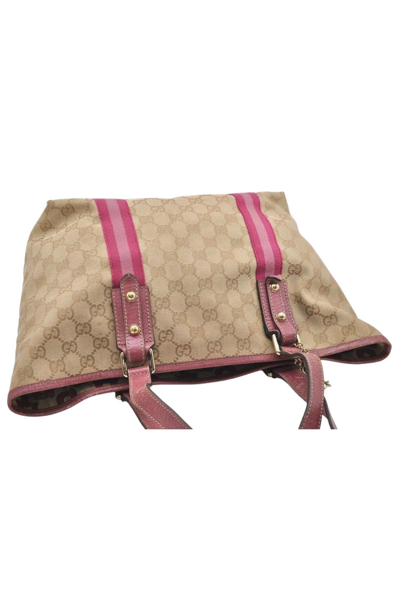 GUCCI Sherry Line Shoulder Tote Bag GG Canvas Leather Beige 7192K - Velora