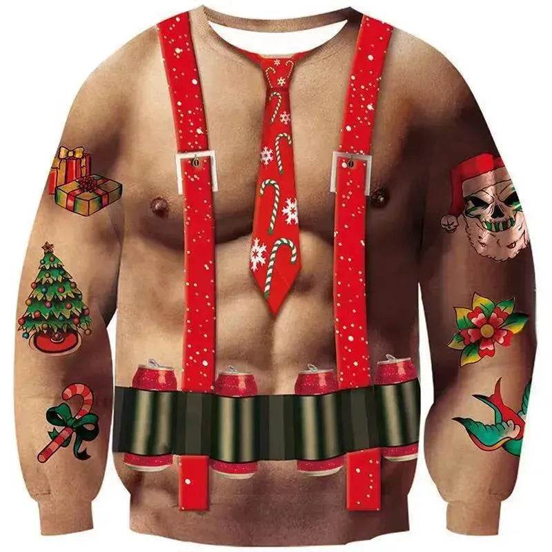 Men's Fashion 3D Digital Printed Round Neck Christmas Sweatshirt - Velora