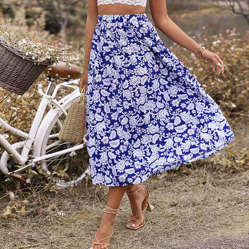 New Spring And Summer High Waist floral Midi Skirt - Velora