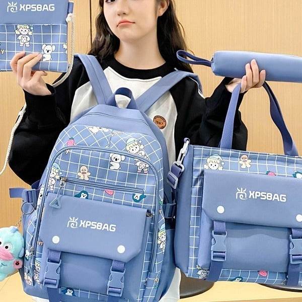 Backpack Primary School Girls Schoolbag Women's Four-piece Set - Velora