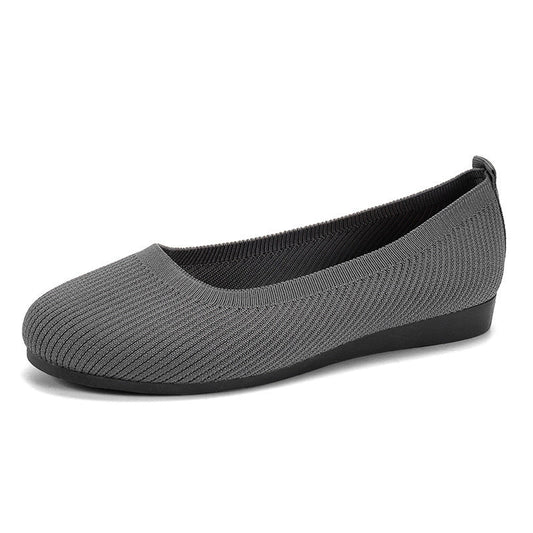 Round Toe Flats Shoes Casual Comfortable Soft Slip On Knit Mesh Shoes For Women - Velora