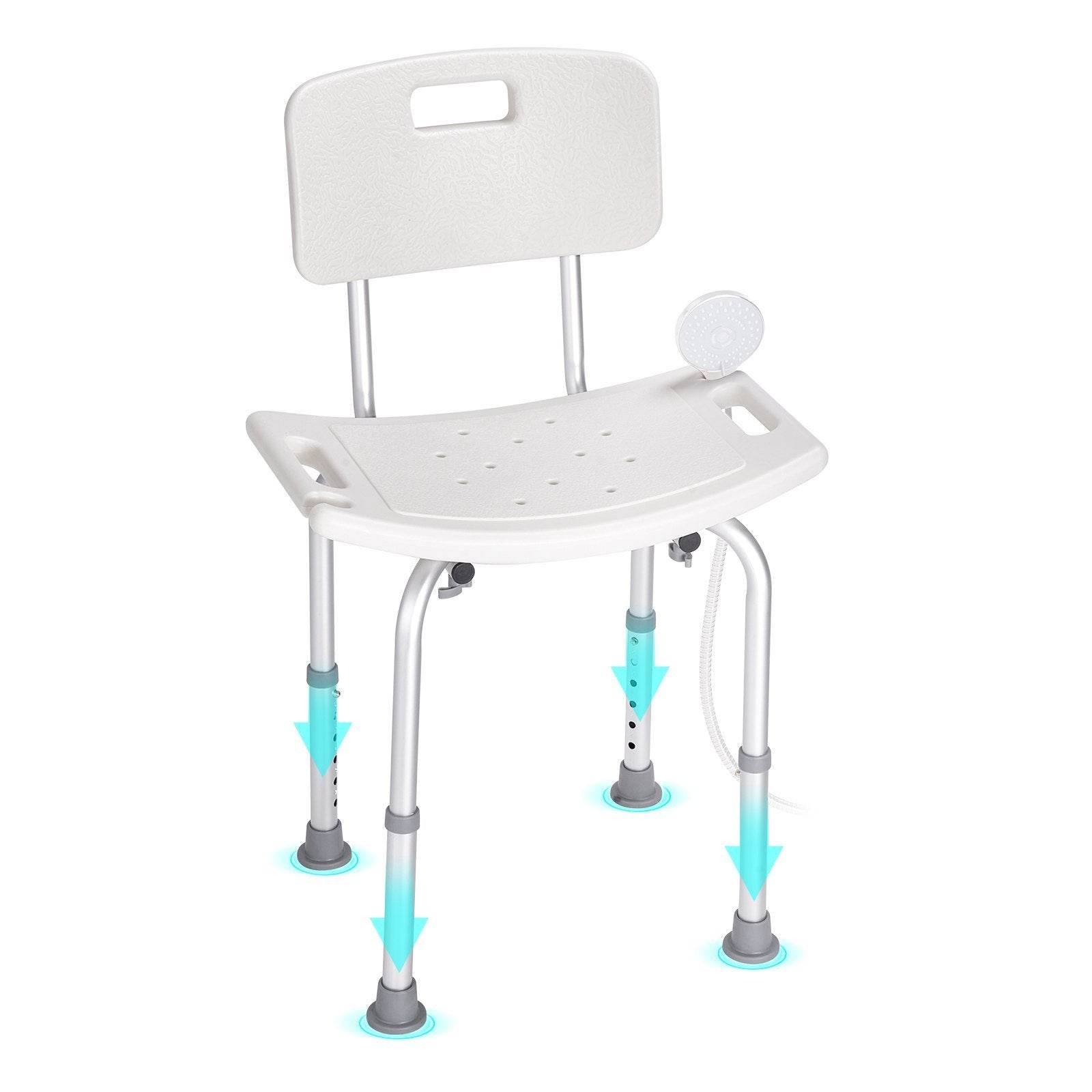 Shower Chair, Shower Seat With Back, Adjustable Height Shower Stool, Shower Chair For Inside Shower Bathtub, Non-slip Bathroom Bench Bath Chair For Elderly Disabled Handicap, 350 Lbs Capacity - Velora