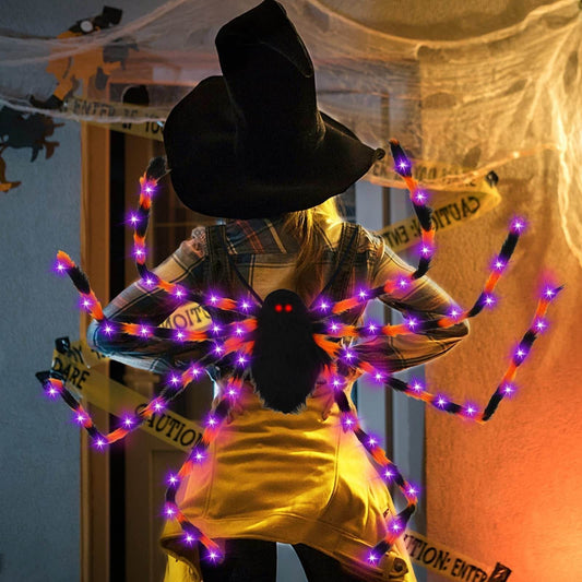 Halloween Spider Backpack Nine LED Modes Plush Sugar Bag - Velora