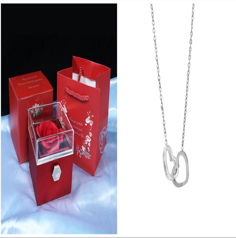 Rotating Soap Flower Rose Gift Box Creative Rotating Rose Jewelry Packaging Box Valentine's Day Gift For Women - Velora