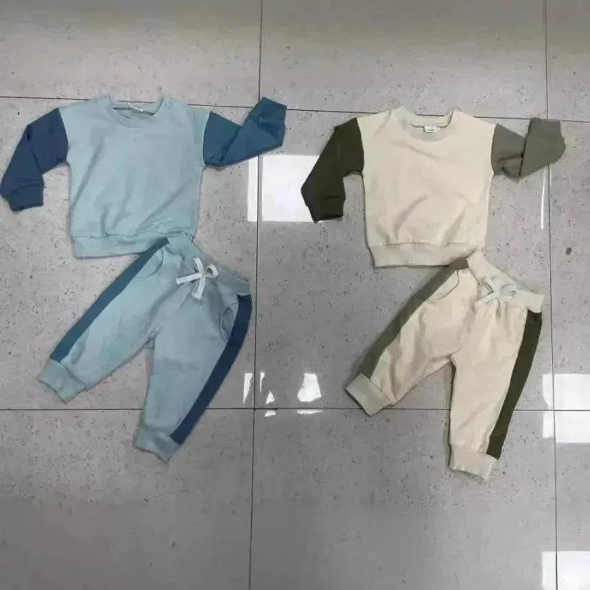 Two piece for boys Color Matching Long-sleeve Sweater Set - Velora