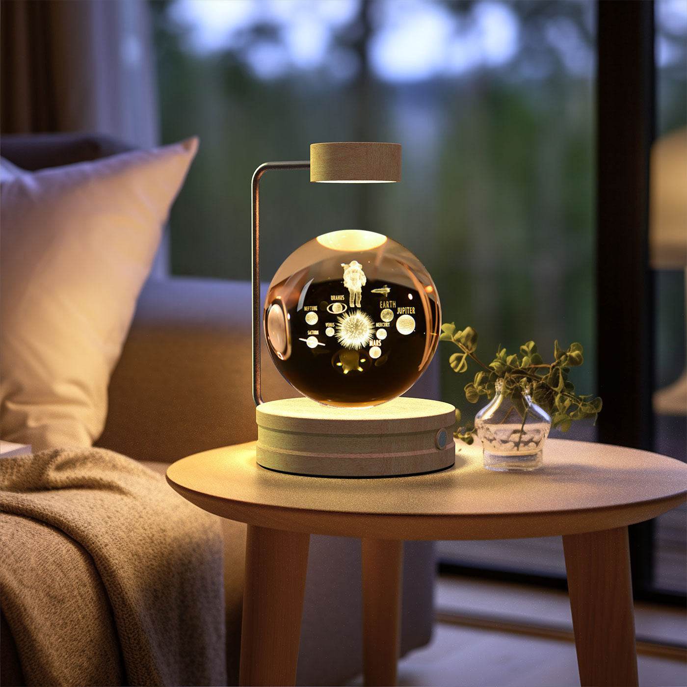 Crystal Ball Cosmic Dinosaur Indoor Night Light USB Power Warm Bedside Light Birthday Gift Night Lamp - Velora
