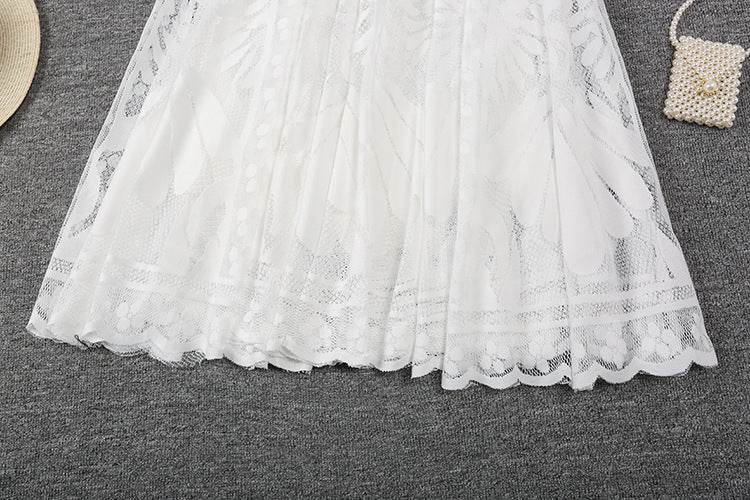 Spring Summer Women's Lace Flowy Midi Skirt - Velora