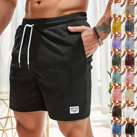 Lace-up Drawstring Shorts Summer Corduroy Sports Short Pants Mens Clothing - Velora