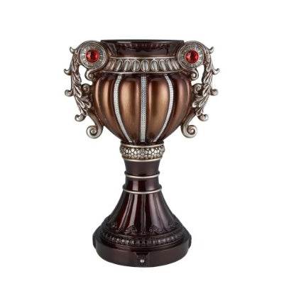 17.5 Tall Delicata Urn-Shaped Decorative Vase, Bronze With Silver Accents - Velora