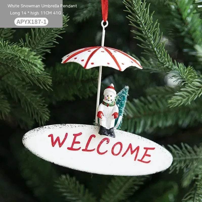 Nordic Iron Christmas Hot Air Balloon Parachute Pendant Creative Decorations Tree Charms Hangings - Velora