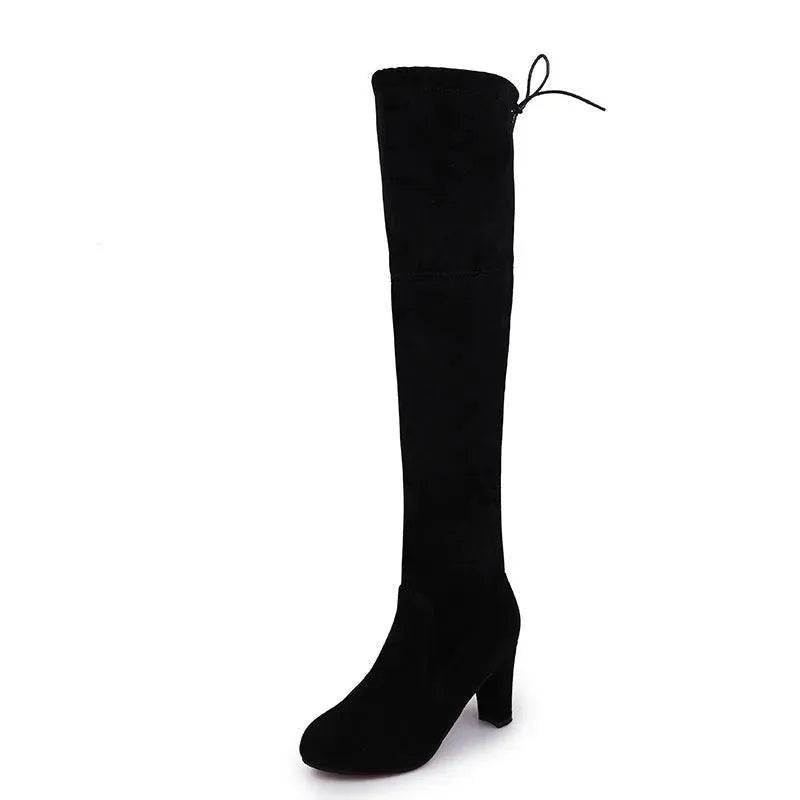 Black Knee High Boots For Women Shoes High Heel Long Boots - Velora