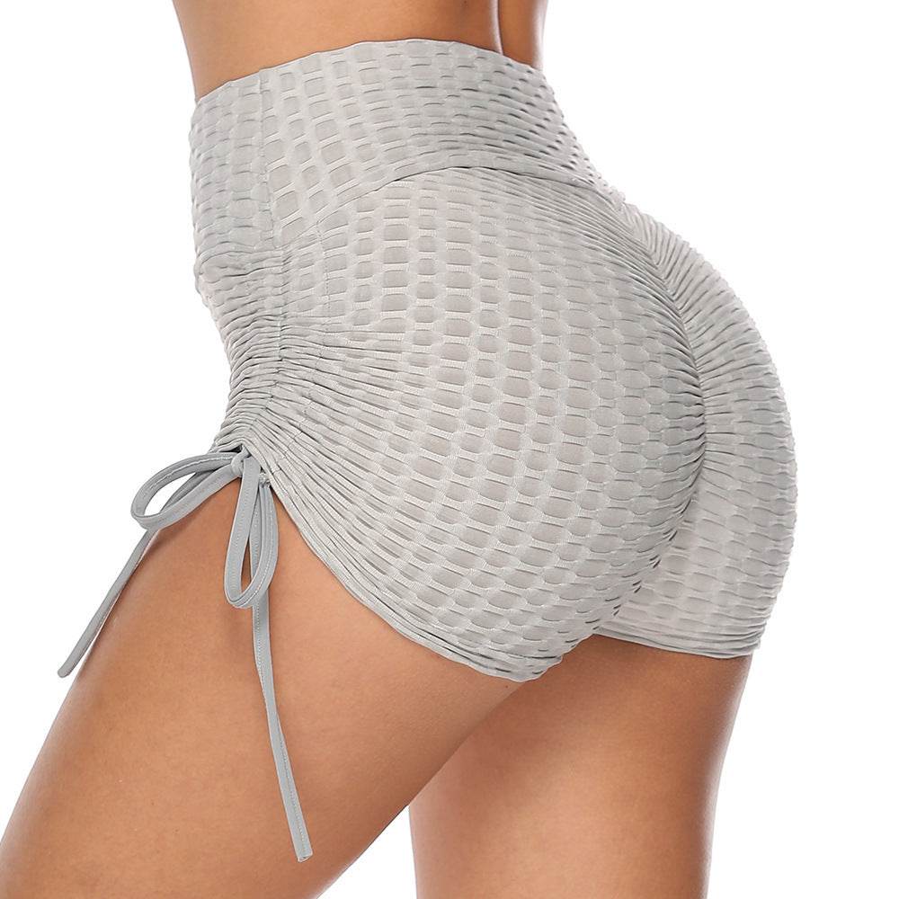 Drawstring Shorts Textured Butt Lift Gym Workout Slim Jogging Fitness Yoga Leggings Shorts - Velora