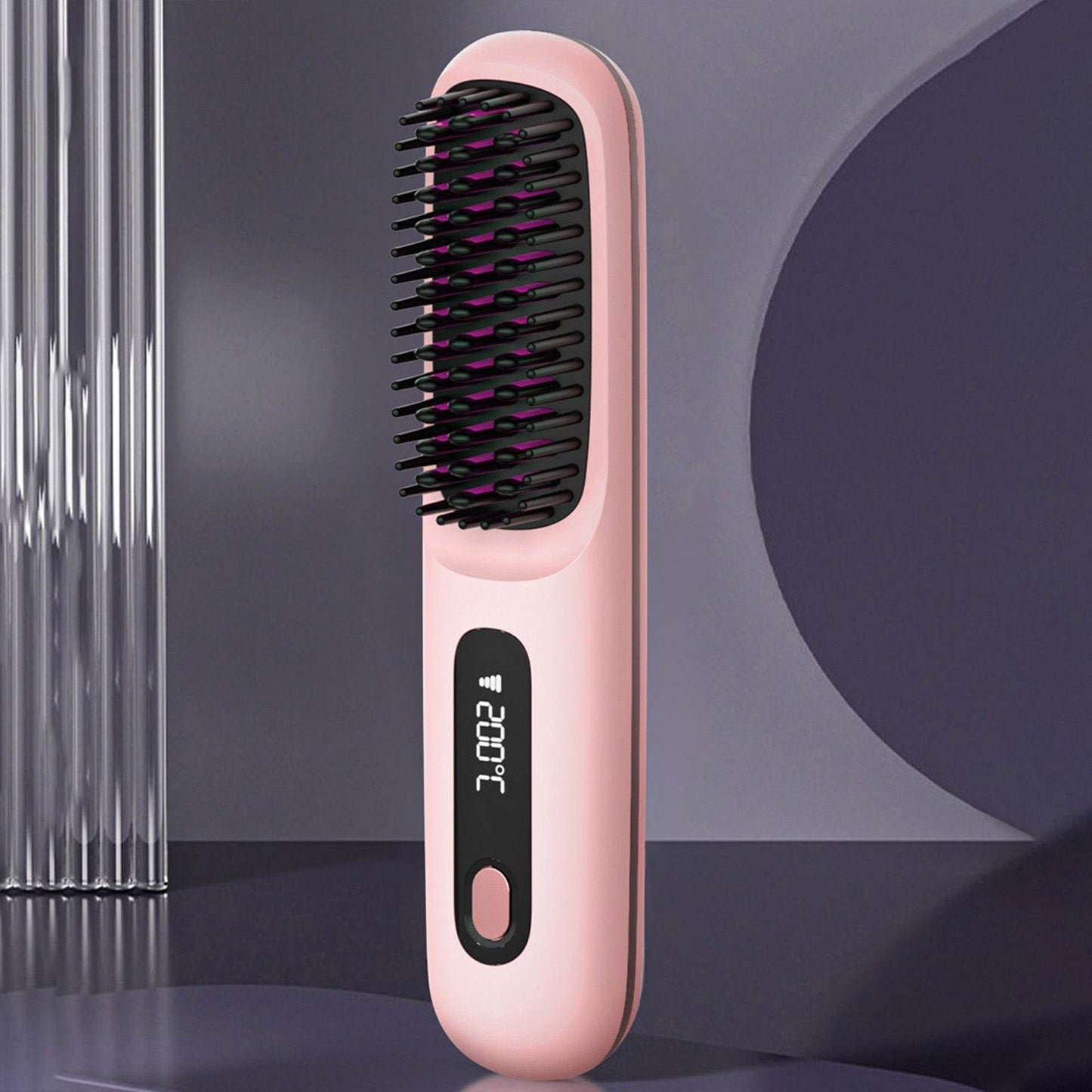 S7 Portable Cordless Hair Straightening Brush With LED Display - Lightweight Mini Negative Ion Hot Brush, USB Rechargeable Women's Travel Essentials Gift, Scald Protection - Velora