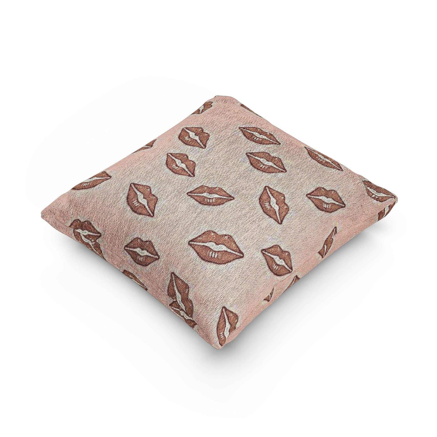 Kiss Pattern Woven Pillow | Lip Print Decorative Pillow