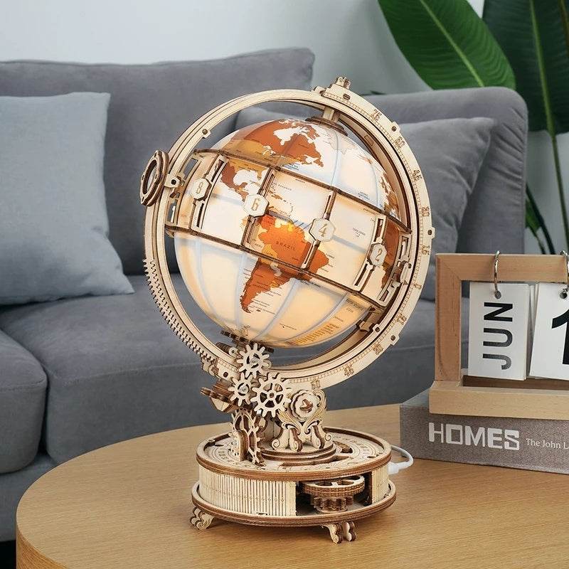 Robotime ROKR Luminous Globe 3D Wooden Puzzle Games Assemble Model Buliding Kits Toys Gift - Velora