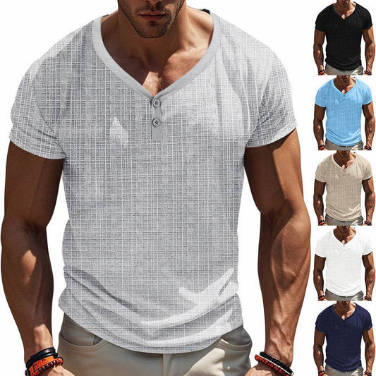 American Summer Men's V-neck Loose Breathable Short Sleeve - Velora