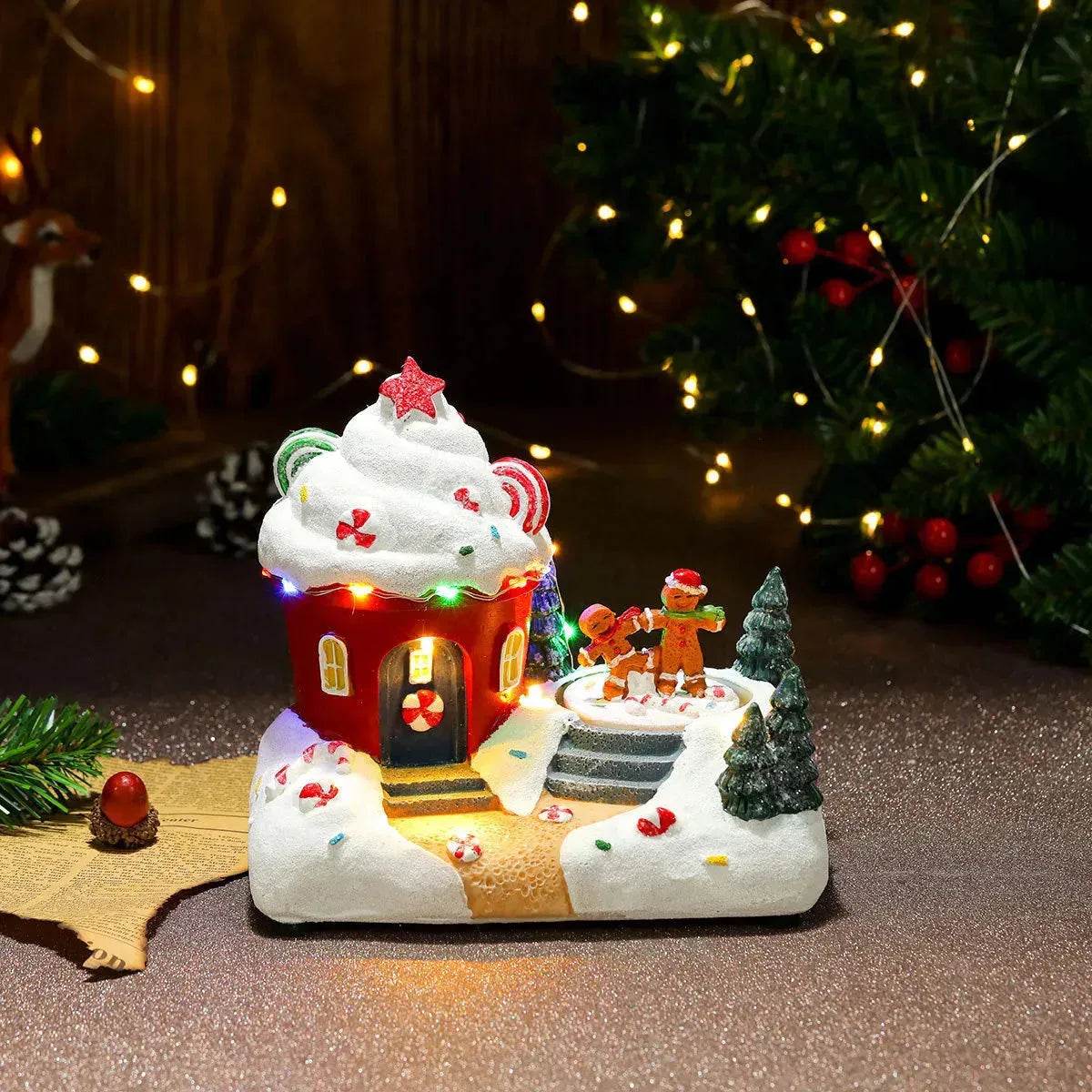 Christmas Rotating Resin Luminous Music Box Ornaments - Velora