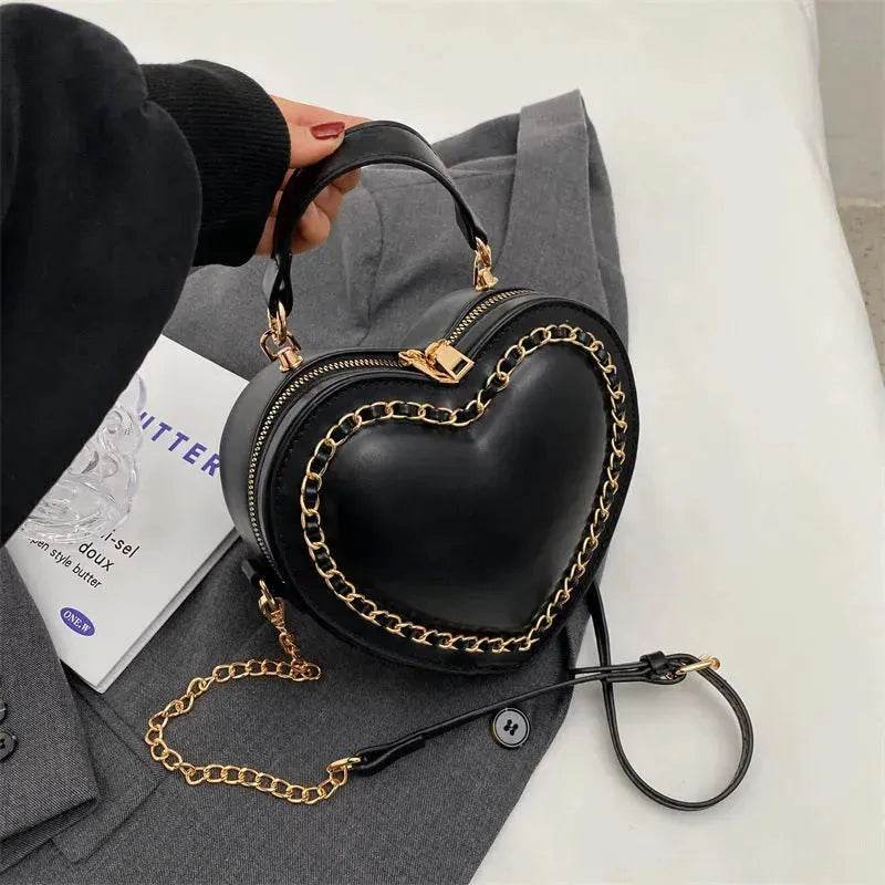 Women's Fashion Casual Heart Shaped Chain Shoulder Messenger Crossbody Bag - Velora