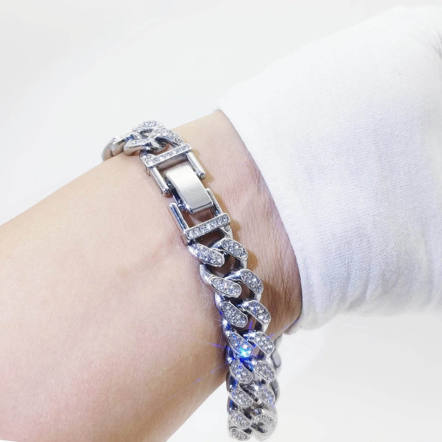 Flat Cuban Link Chain Diamond Bracelet - Velora