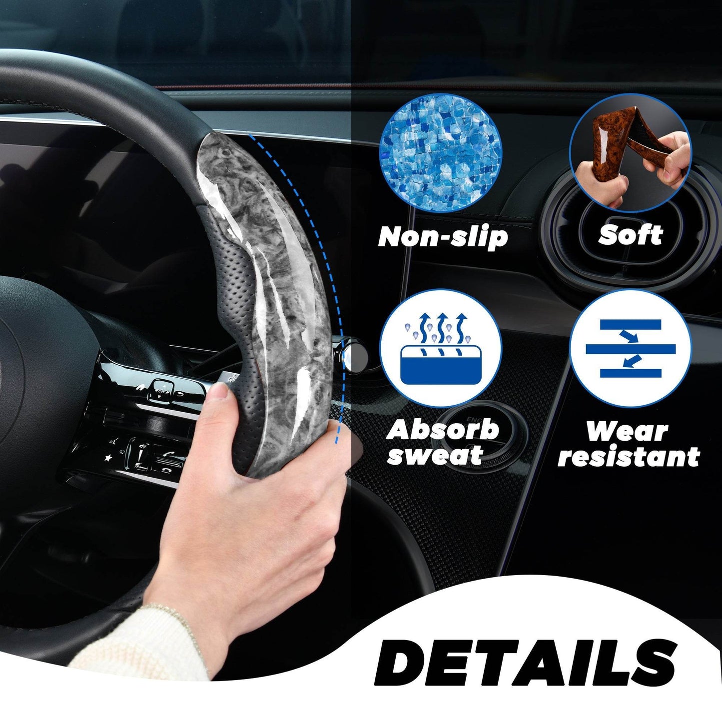 Mahogany Gray Buckle Steering Wheel - Velora