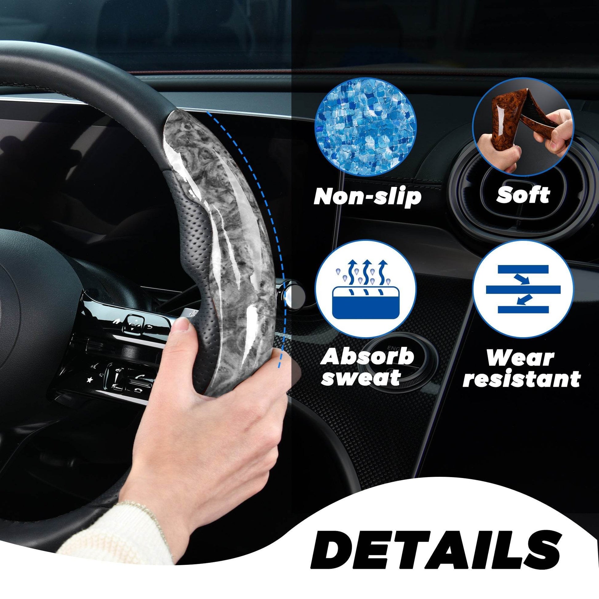 Mahogany Gray Buckle Steering Wheel - Velora