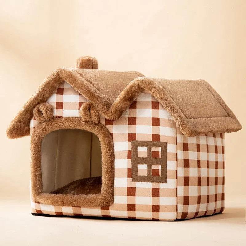 Foldable Dog House Pet Cat Bed Winter Dog Villa Sleep Kennel Removable Nest Warm Enclosed Cave Sofa Pets Supplies - Velora