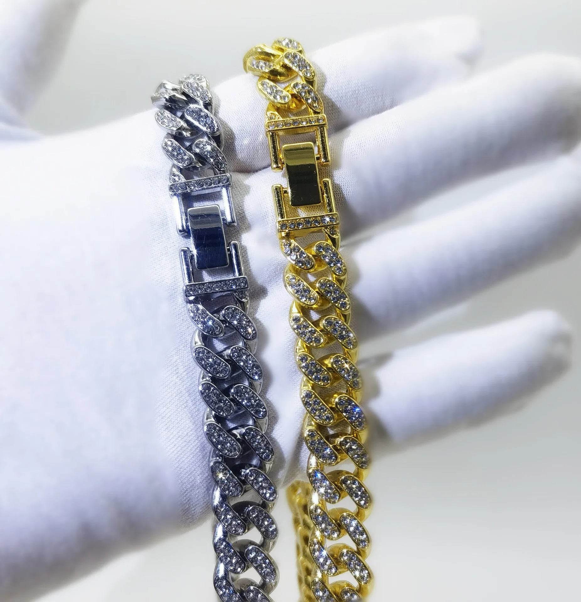 Flat Cuban Link Chain Diamond Bracelet - Velora