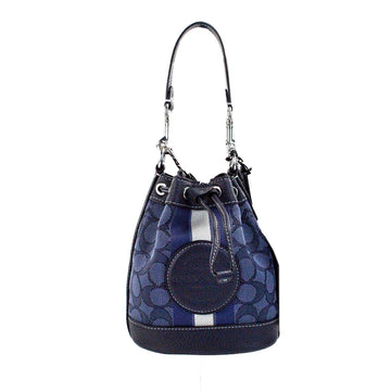 Coach Dempsey Mini Jacquard Denim Crossbody Bucket