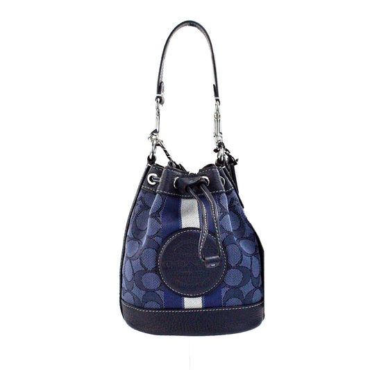 Coach Dempsey Mini Jacquard Denim Crossbody Bucket