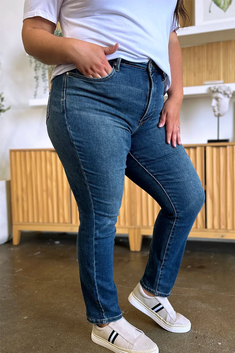 Judy Blue Full Size Tummy Control High Waist Slim Jeans - Velora