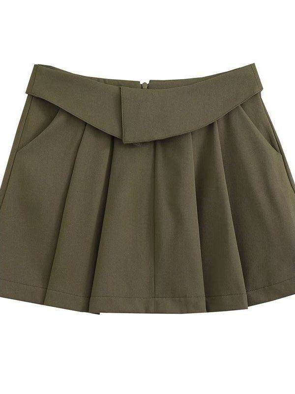 European And American Style College Style High Waist Mini Pleated Skirt