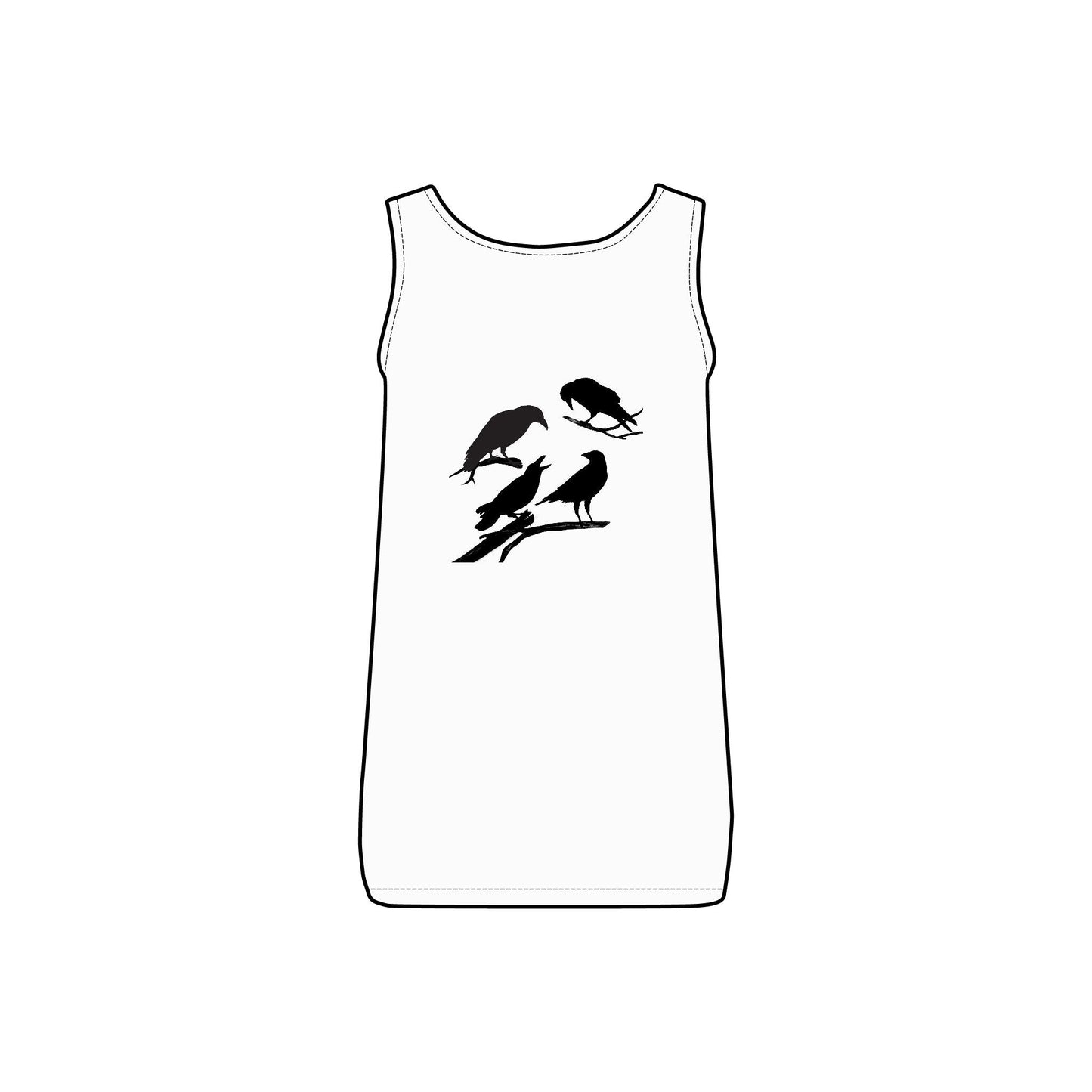 Sassy's Garage Women's Micro Ribbed Tank Top, Casual Summer Wear, Crow Graphic Tee, Trendy Vintage Style - Velora
