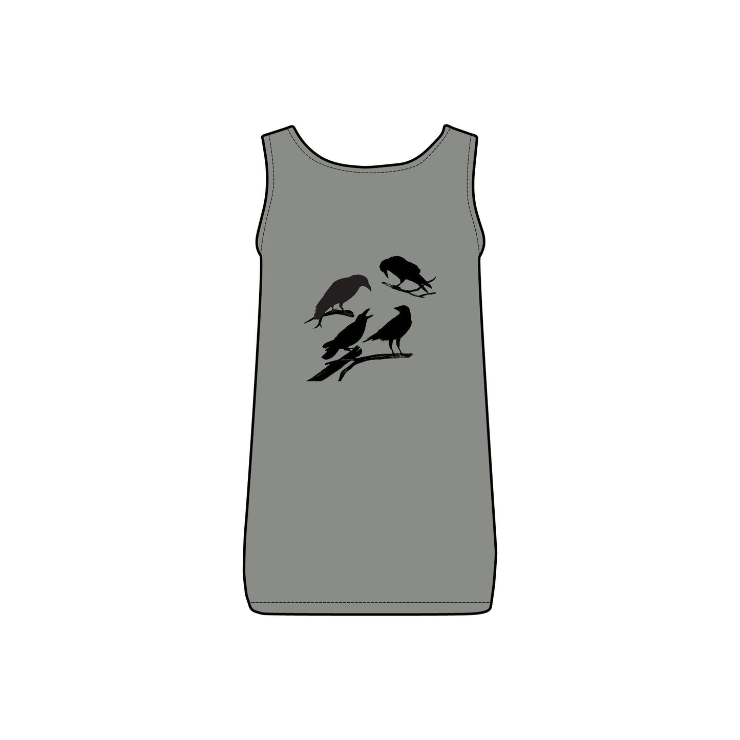 Sassy's Garage Women's Micro Ribbed Tank Top, Casual Summer Wear, Crow Graphic Tee, Trendy Vintage Style - Velora